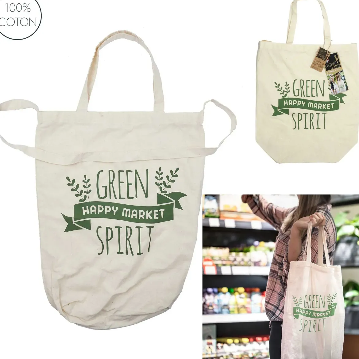 SAC COTON 2 ANSES 43X49CM