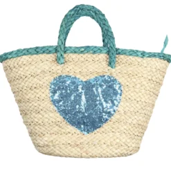 SAC DE PLAGE COEUR BLEU L48XH28CM