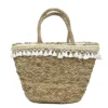 SAC DE PLAGE EN JONC DE MER POMPONS 51X29CM