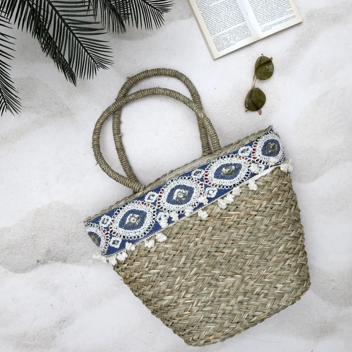 SAC DE PLAGE EN PAILLE 49X30CM