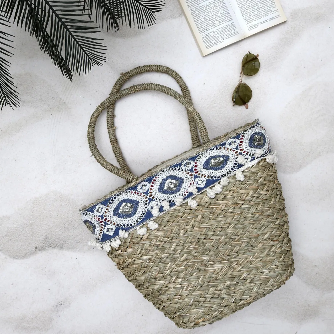 SAC DE PLAGE EN PAILLE 49X30CM