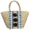 SAC DE PLAGE POMPOMS BLEUS 52X20X30CM