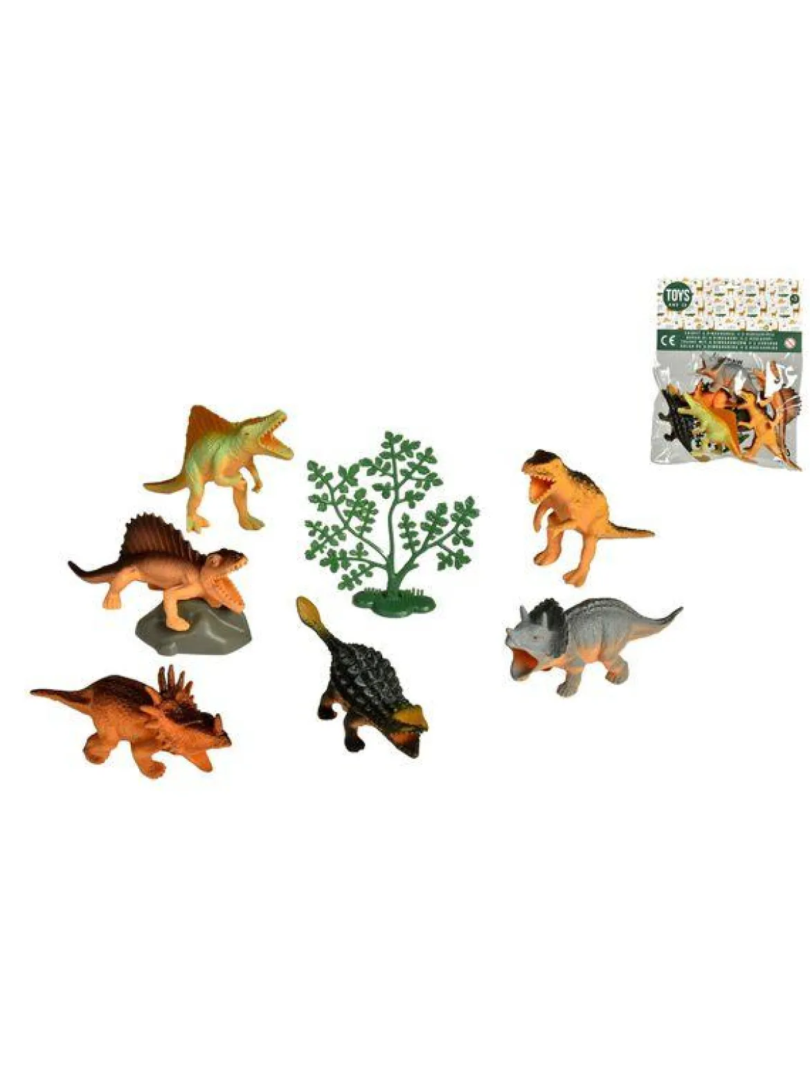 SACHET 6 DINOSAURES ET 2 ACCESSOIRES