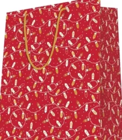 SAC KDO DORE ROUGE A CHAUD GUIRLANDES PF 18X23CM