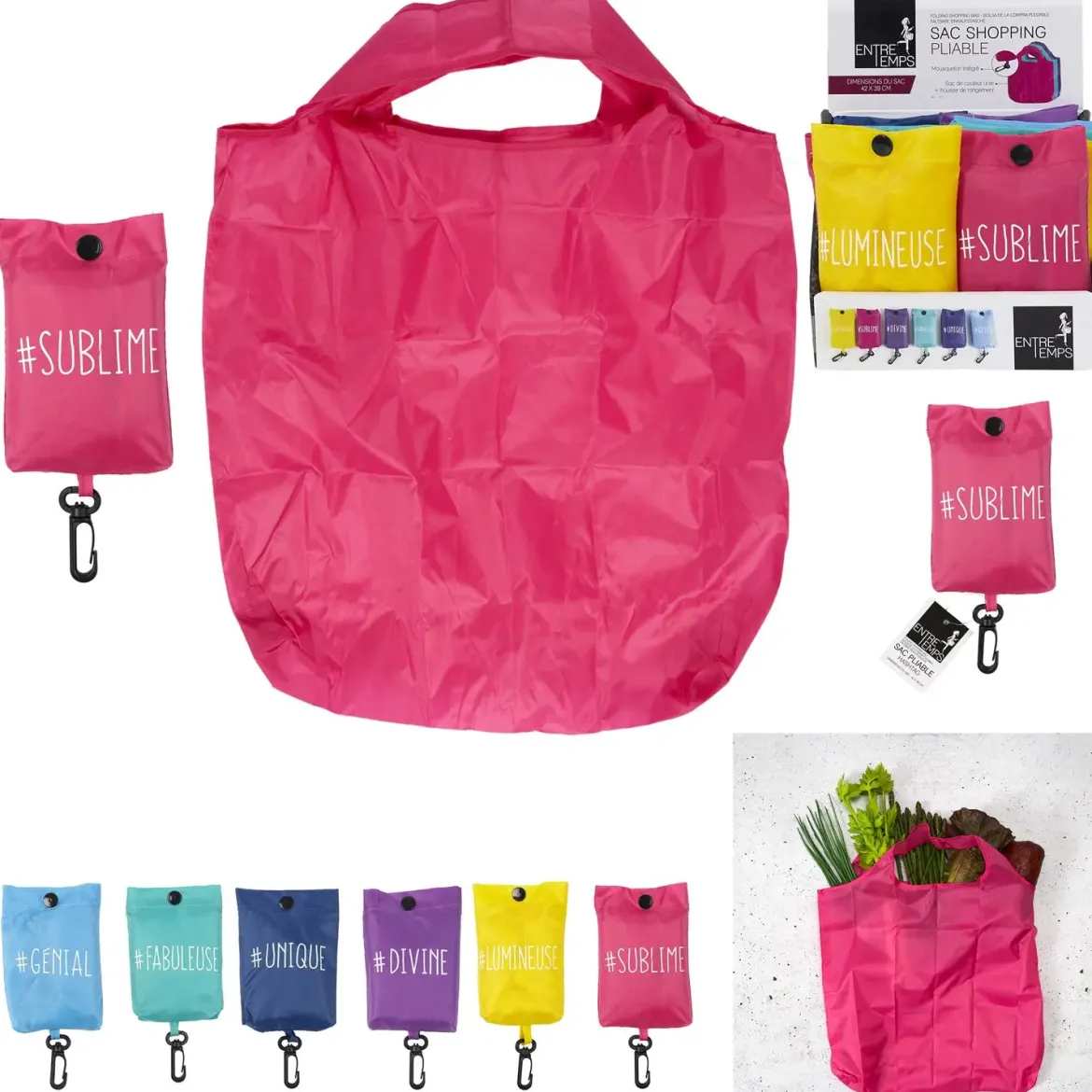 SAC SHOPPING PLIABLE HASHTAG 42X58CM