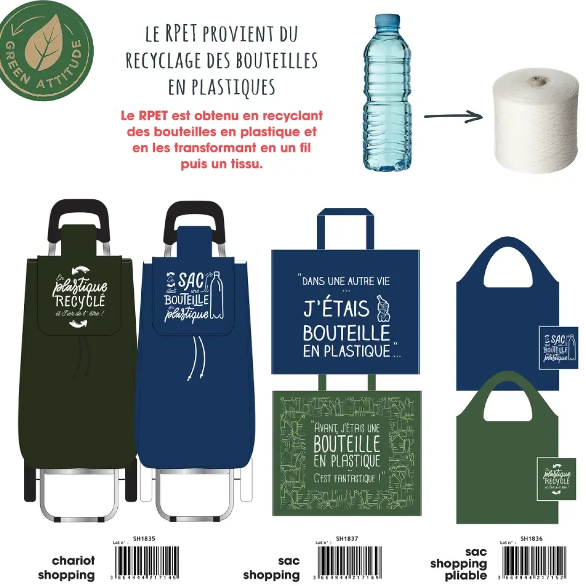 SAC SHOPPING RECYCLE 50X22X42CM