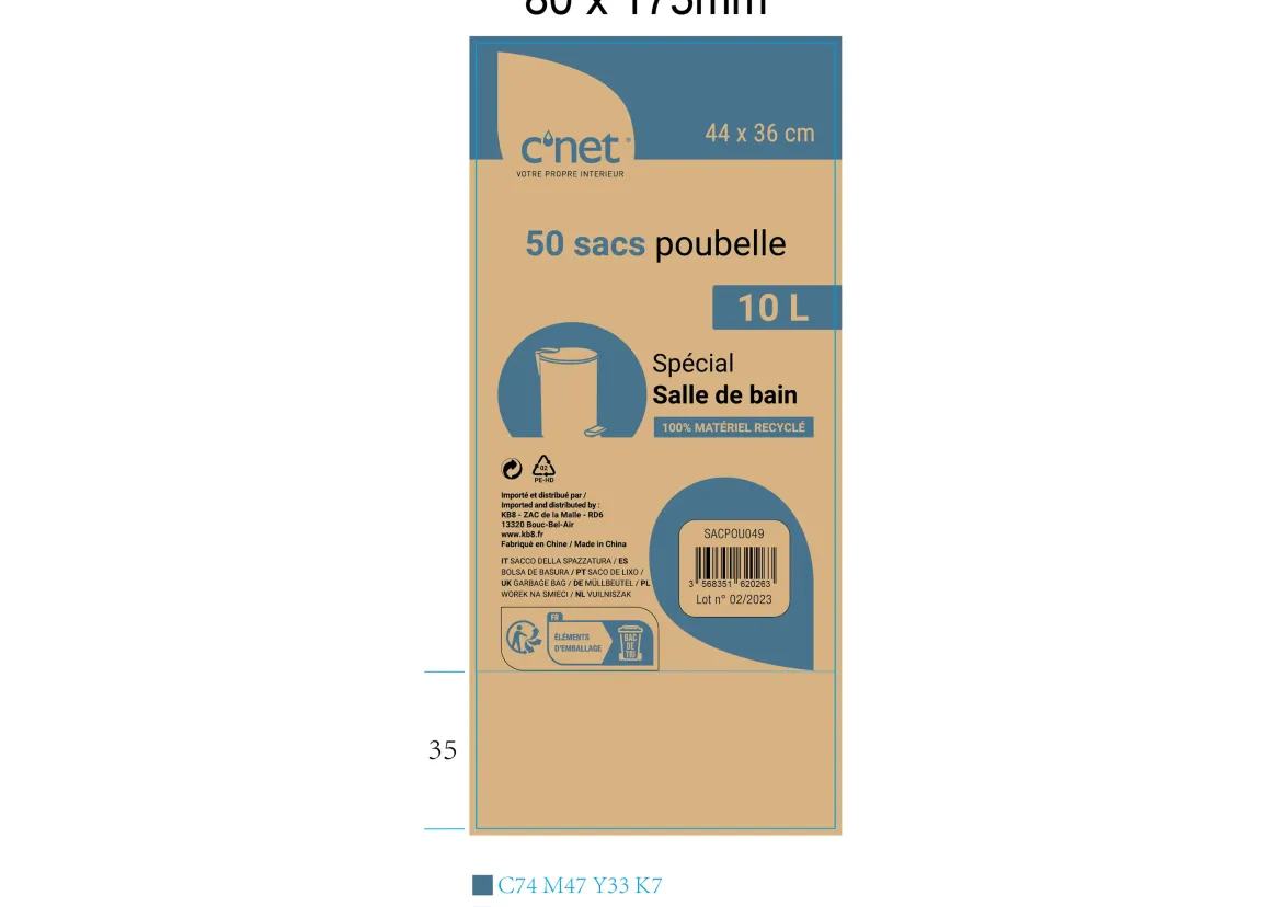 50 SACS POUBELLE 10L SALLE DE BAIN