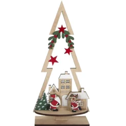 SAPIN A POSER SCENE AJOUREE ROUGE VERT H.29CM