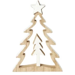 SAPIN AVEC ETOILE BOIS BLANC A POSER H17CM
