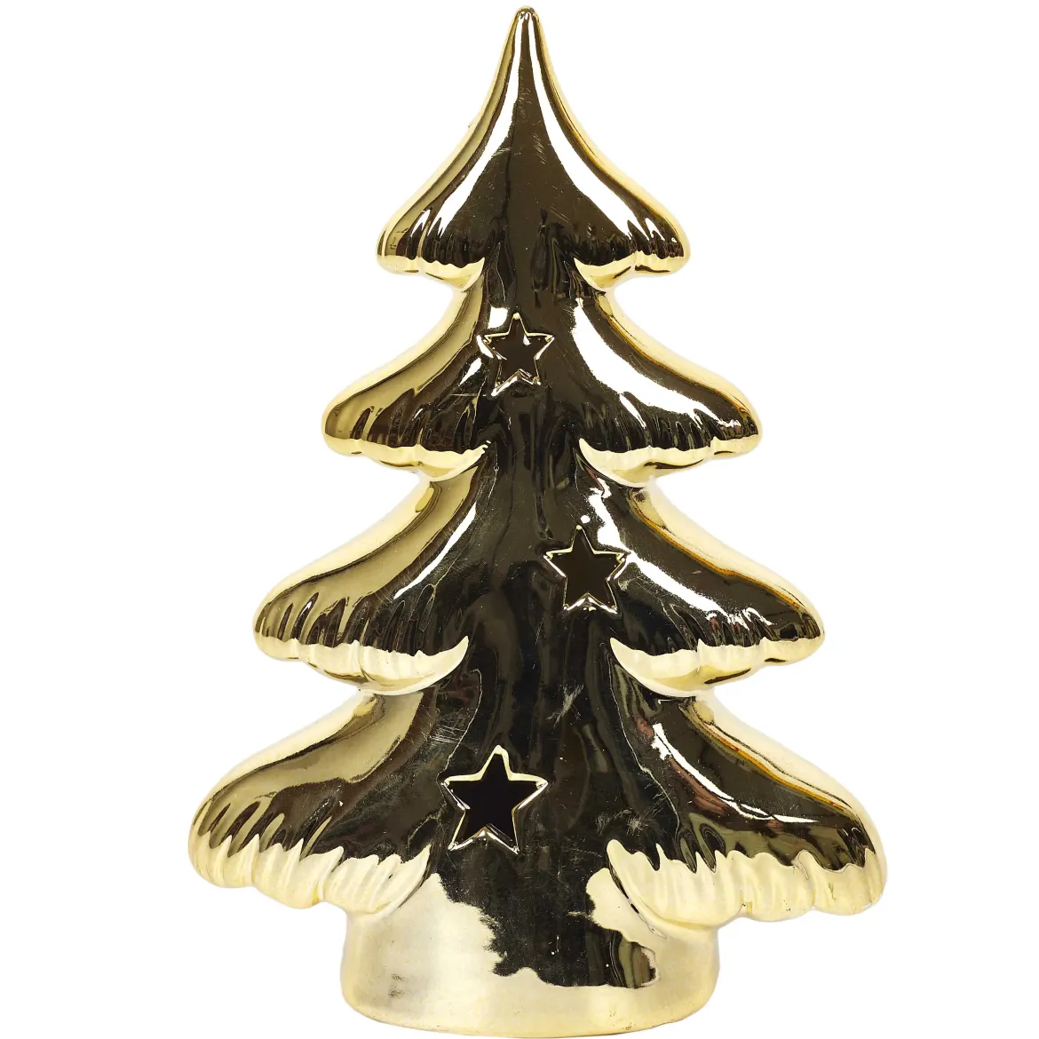SAPIN CERAMIQUE LED DORE A POSER H.15CM