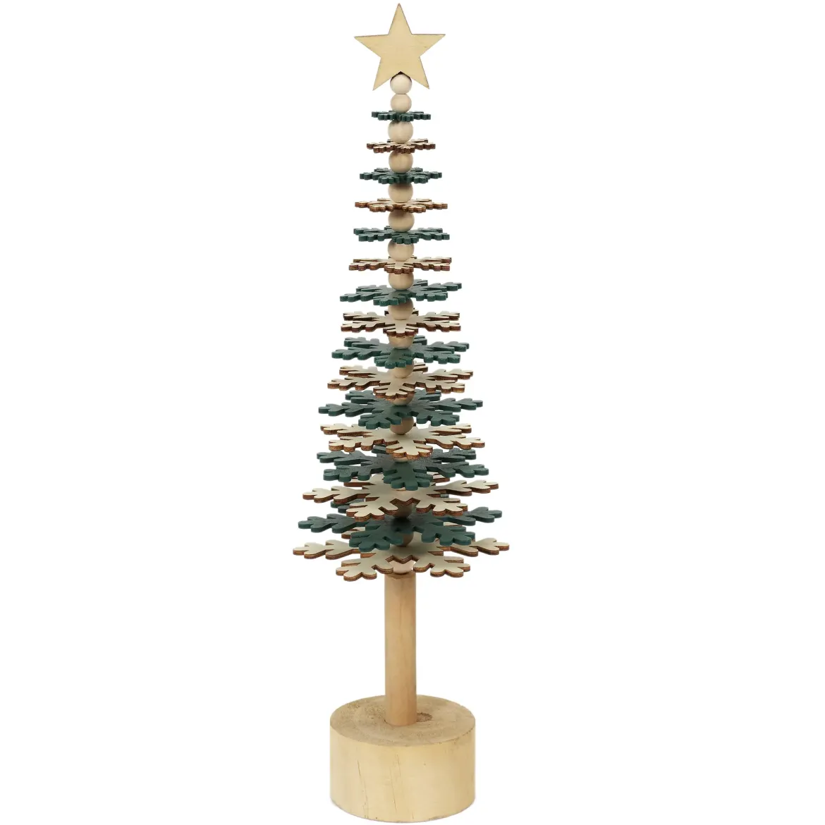 SAPIN DE NOEL ROTATIF VERT BOIS 10X37CM