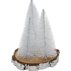 SAPIN DE TABLE X3 PIECES SUR RONDIN H.20CM