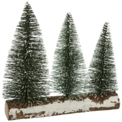 3 SAPINS DE TABLE SUR BRANCHE H.22CM