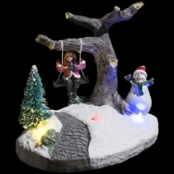 SCENE VILLAGE DE NOEL NEIGE ET SAPIN 3LED A PILES