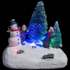 SCENE VILLAGE DE NOEL NEIGE ET SAPIN 3LED A PILES