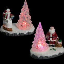 SCENE VILLAGE DE NOEL PERE NOEL ET SAPIN