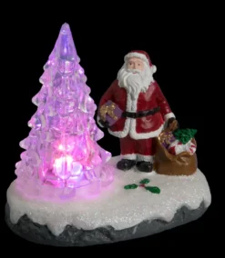 SCENE VILLAGE DE NOEL PERE NOEL ET SAPIN