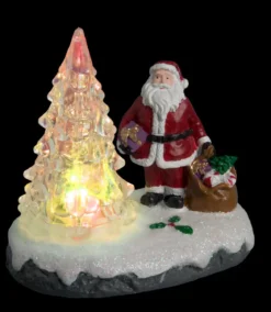 SCENE VILLAGE DE NOEL PERE NOEL ET SAPIN