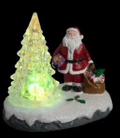 SCENE VILLAGE DE NOEL PERE NOEL ET SAPIN