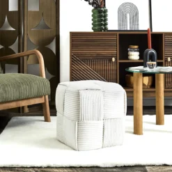 SCOTT POUF COTELE TRESSE BEIGE
