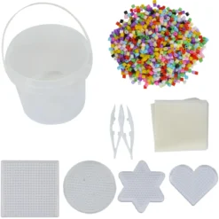 SEAU 5000 PERLES A REPASSER AVEC ACCESSOIRES COLORIS GIRLY