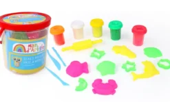 SEAU 5 POTS PATE A MODELER 65G AVEC 12 ACCESOIRES