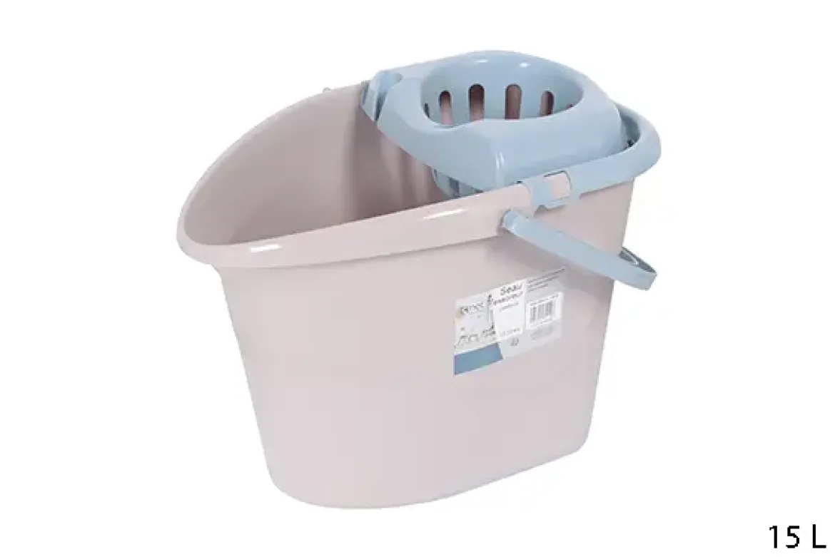 SEAU RECTANGLE AVEC ESSORREUR 15L BICOLORE GREGE BLEU