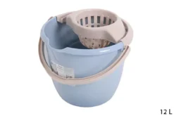 SEAU ROND AVEC ESSORREUR 12L BICOLORE GREGE BLEU