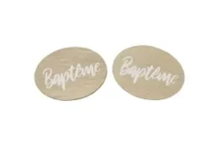 SEMIS DE TABLE BAPTEME EN BOIS X6 PIECES 3X4CM