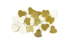 SEMIS DE TABLE COEUR EN BOIS ASPECT METAL X20 PIECES OR