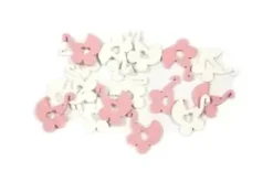 SEMIS DE TABLE LANDAU BEBE EN BOIS X24 PIECES ROSE