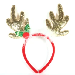 SERRE TETE NOEL CERF ROUGE ET DORE 26X30CM