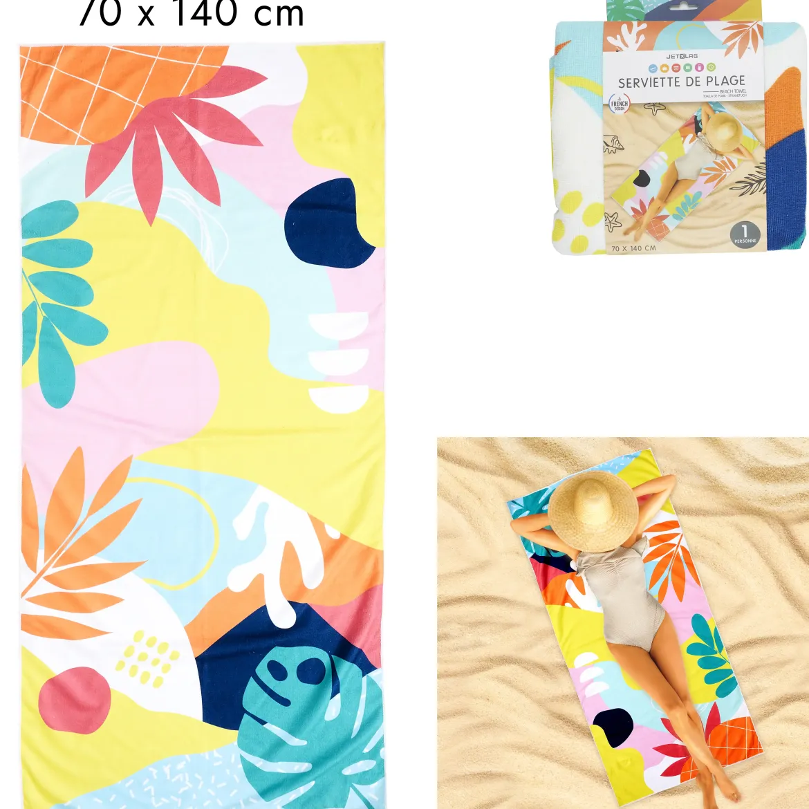 SERVIETTE DE PLAGE RIO 70X140CM