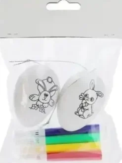 SET 2 OEUFS DE PAQUES A COLORIER AVEC 4 FEUTRES