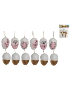 SET 6 OEUFS DECO BLANC DORE OU BLANC ROSE