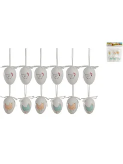 SET 6 OEUFS DECO BLANC POUSSIN