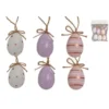SET 6 OEUFS DECO BLANC ROSE VIOLET