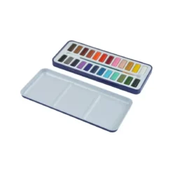 SET 24 AQUARELLES 1 PINCEAU ET PALETTE COMPARTIMENTEE