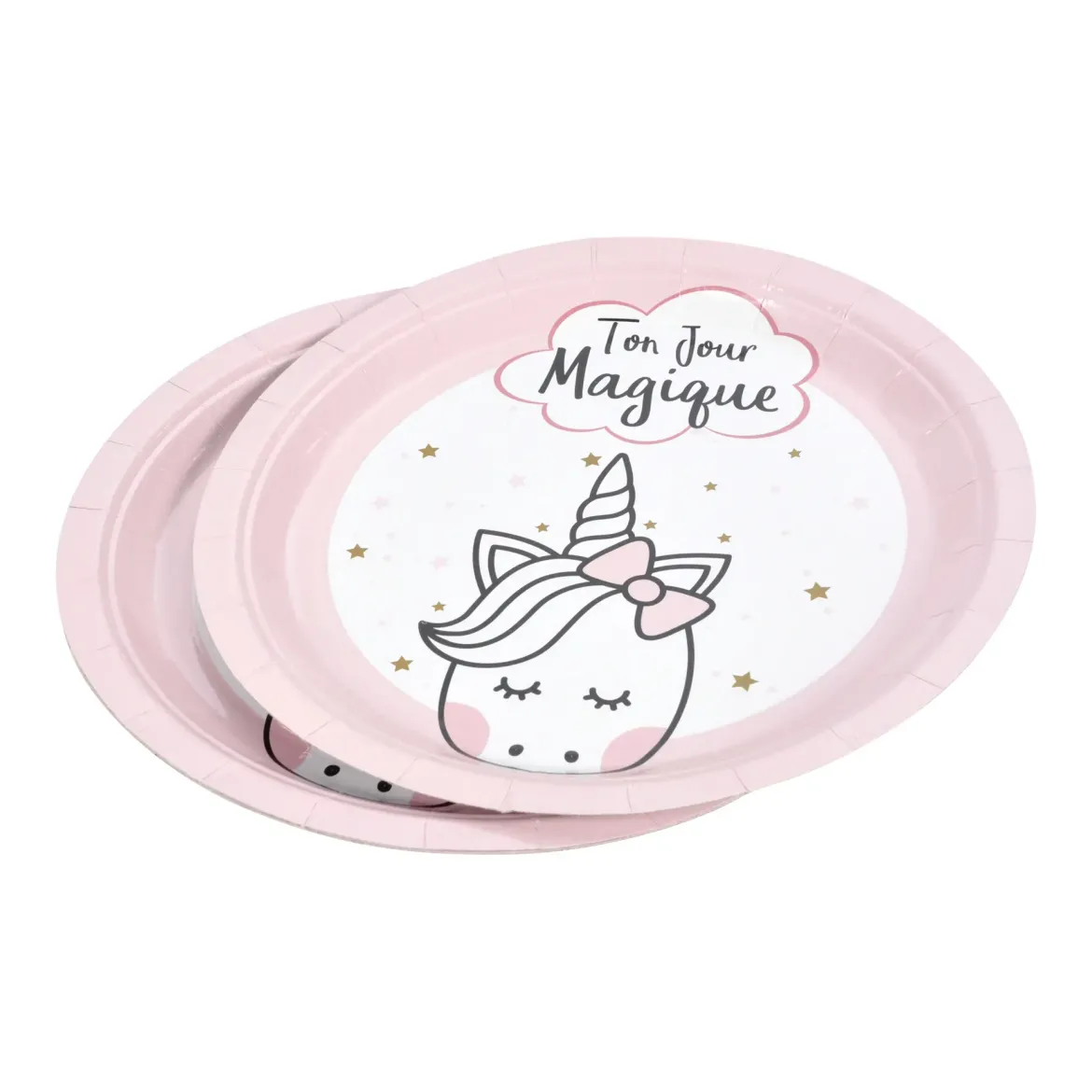 SET 6 ASSIETTES CARTON D.23CM LICORNE
