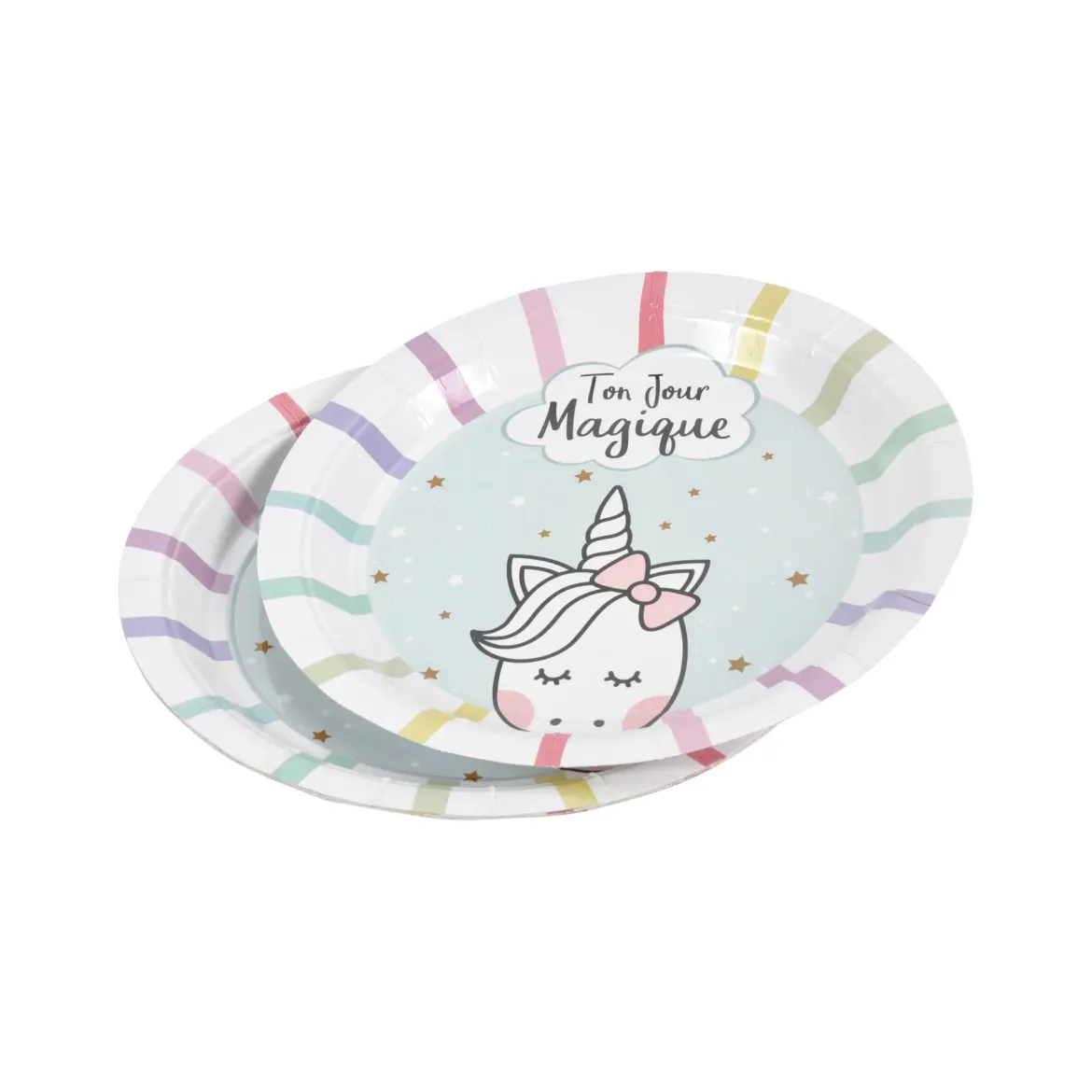 SET 6 ASSIETTES CARTON D.18.5CM LICORNE