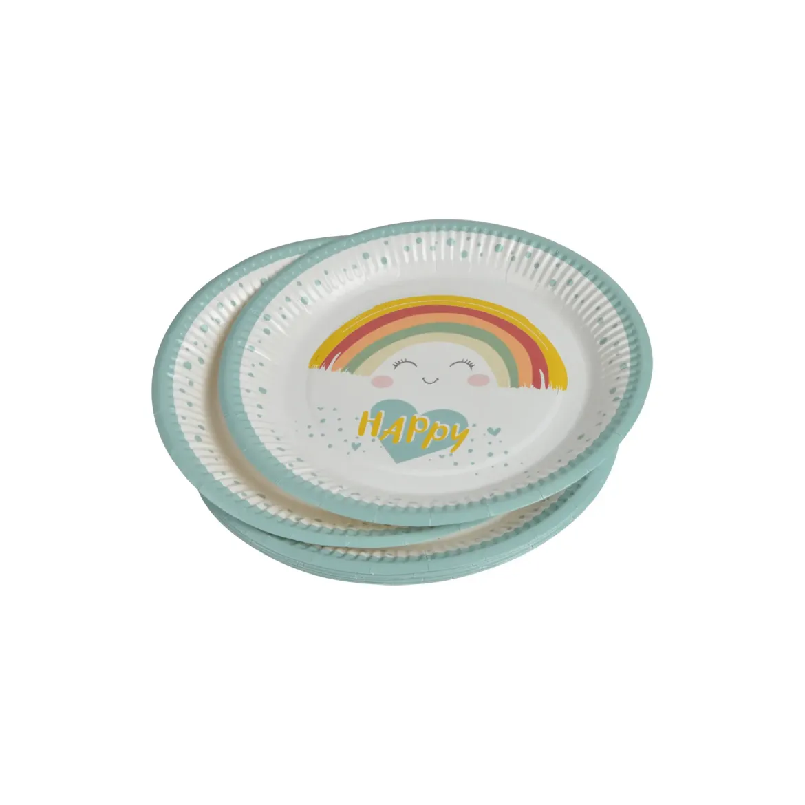 SET 6 ASSIETTES CARTON D.18CM RAINBOW BLEU