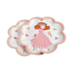 SET 6 ASSIETTES CARTON FORME FLEUR D.26CM PRINCESSE NATURE