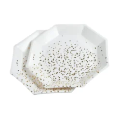SET 6 ASSIETTES CARTON OCTOGONE D.23CM CONFETTIS OR