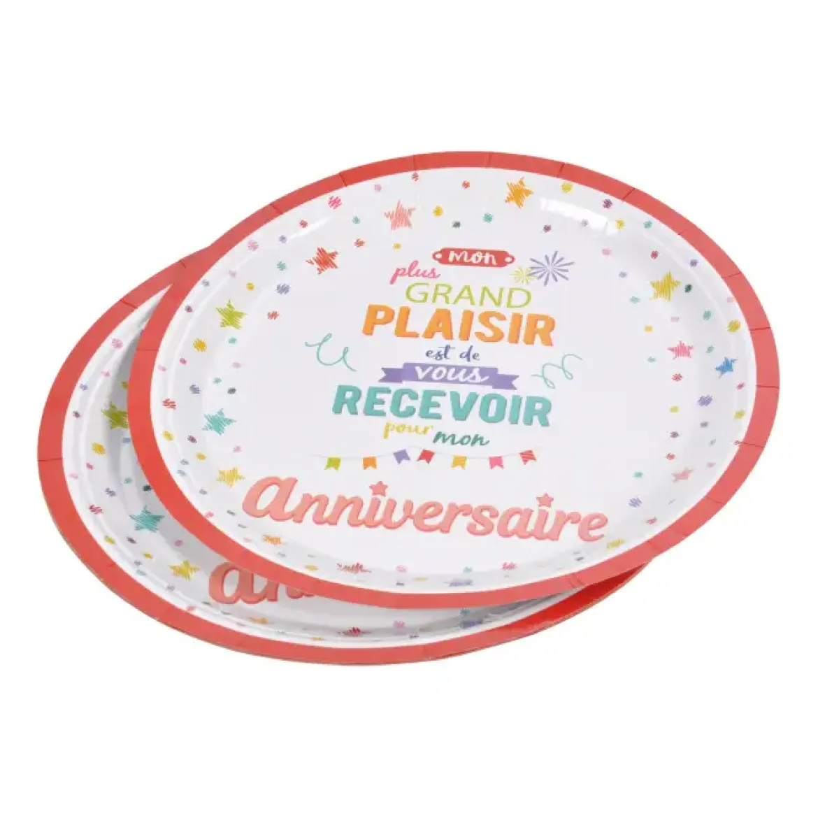 SET 6 ASSIETTES COLOREES 23 CM