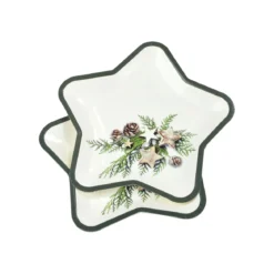 SET 6 ASSIETTES ETOILE IMPRIMEES NOEL DECOR CADEAUX D.23CM