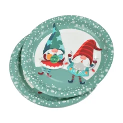 SET 6 ASSIETTES IMPRIMEES NOEL DECOR GNOMES D.23CM