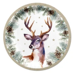 SET 6 ASSIETTES RONDE  NATURE CERF D.23CM
