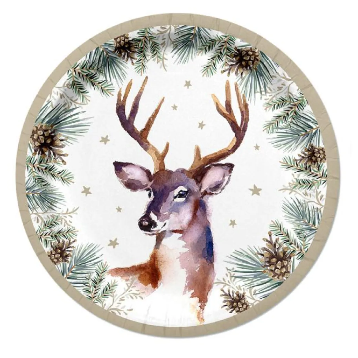 SET 6 ASSIETTES RONDE NATURE CERF D.23CM