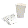 SET 4 BOITES A POP CORN POIS OR H.20CM CONFETTIS OR