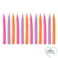 SET 12 BOUGIES ANNIVERSAIRE CIRE ABEILLE H.9CM ROSE ORANGE